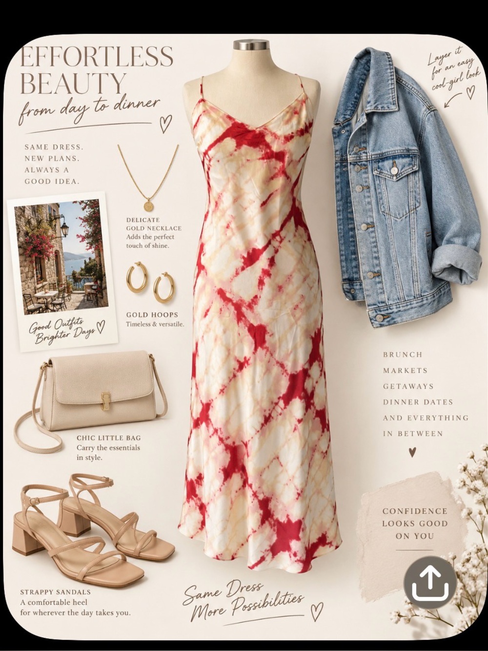 Maxi, satin light tie-dye, pink and yellow strap dress